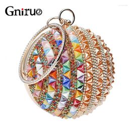 Evening Bags Colorful Diamond Clutches Round Prom Wedding Wallets Purse For Women Acrylic Handbags Design Bag