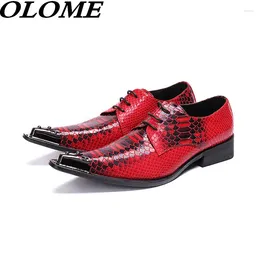 Dress Shoes Zapatilla Hombre Classic Italian Patent Snake Leather Oxford Red Wedding For Men Steel Toe Smoking Slippers