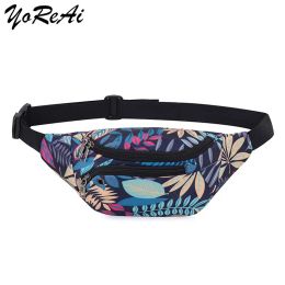 Packs YoReAi Printed Leaves Waist Bag For Men Women Fashion Casual Men's Belt Bags Pouch Travel Female Banana Packs Kid Fanny Pack