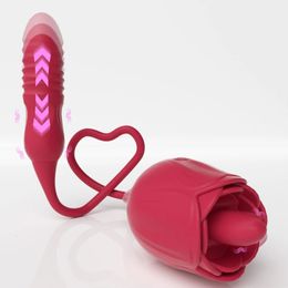RoseToy Dildo Thrusting Vibrator for Women Egg Clitoris Sucker Stimulator Tongue Licking Adults Goods Sucking Sex Toys Female 240412