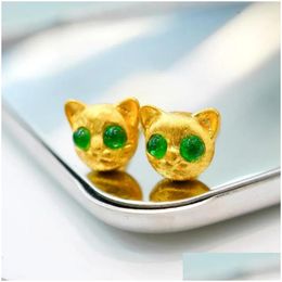 Stud Earrings Sx Solid 18K Gold Nature 0.56Ct Green Emerald For Women Fine Jewellery Birthday Presents Drop Delivery Dhfq8