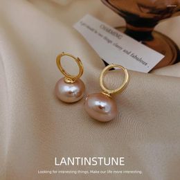 Dangle Earrings Vintage Gold Colour Circle Ellipse Simluated Pearl For Women Luxury Elegant Young Girl Simple Design Jewellery N577