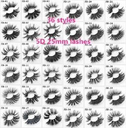 5D 25mm mink Longer Thick false eyelashes extended version 25mm fake eyelash 36style with clear tray cover package5386756