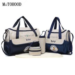 Bags Motohood 38*18*30cm 5pcs Baby Diaper Bag Sets Changing Nappy Bag for Mom Multifunction Stroller Tote Bag Organizer