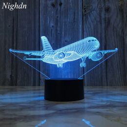 Aeroplane 3d Night Light Usb Plug-in Touch Table Lamp Decoration Bedside Nightlight Child Birthday Christmas Gifts for Kids Boys 240410