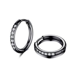 Hoop Huggie Earrings 2Pcs Stainless Steel Iced Earring Cartilage Jewellery For Women Men Piercing Conch Tragus Rook Drop Delivery Dhnei