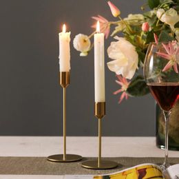 Candle Holders Valentine's Day Gold Metal Candlestick Taper Decorative Stand Home Desktop Decor