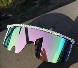 Oversized Black Sunglasses Women Designer Full Diamond Sun Glasses Men Large Frame Shades Mirror Big Sunglass FML4659185