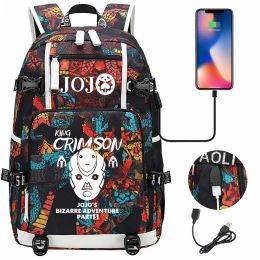 Bags Anime Jojo Bizarre Adventure Backpack Teenager School Multifunction USB Charging Bags Men Women School Bag Travel Mochila