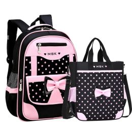 Bags 15 year old 612 girl Child's Schoolbag women bookbag Set student Cute Black Pink Bow Backpack Starting Tutorial sac Kawaii