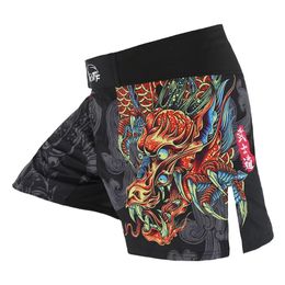 SUOTF Dragon Breathable Fighting MMA Shorts Grappling Sanda Muay Thai Clothing Kick Boxing Training Short Tiger Muay Thai mma 240419