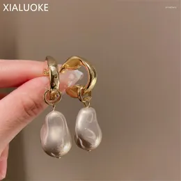 Dangle Earrings XIALUOKE Fashion Long Baroque Pearl Pendant Geometric Irregular Metal Drop For Women Party Jewelry Accessories