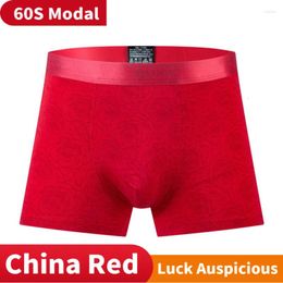 Underpants 5pcs/lot Men Boxers Boxer Shorts Mens Underwear China Red Mans Modal 3XL