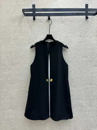 2024 Spring Summer Women Black Dresses Luxury Brand O-Neck Sleeveless Dress Fashion Lady Casual High Waist Dress Designer Female Elegant Dress