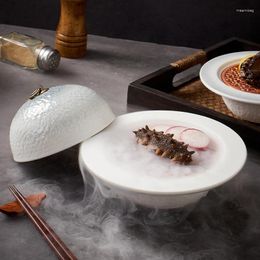 Bowls Abalone Stone Texture Tableware In Volcanic Ball Bowl Restaurant Molecular Cuisine Creative Ceramic Exquisite Dessert