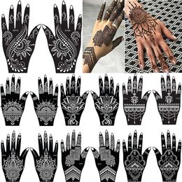 14 Sheets Henna Stencil Temporary Hand Arm Face Tattoo Supplies Stencils Tatuae Tymczasowe for Wedding Party Decor