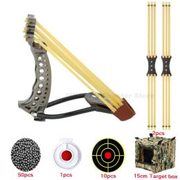 Packs High Power Slingshot Folding with Wrist Rest Outdoor Hunting Allmetal Catapult Target Paper Steel Ball Rubber Band Package