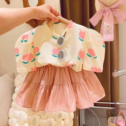 Clothing Sets Girls Princess Set 18M-8Y Baby Tulip Bubble Sleeve T-shirt Cake Skirt Children's Summer Two Piece