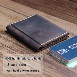 Holders Handmade Vintage Genuine leather card holder men leather card wallet women card bag credit card ID holder business card case