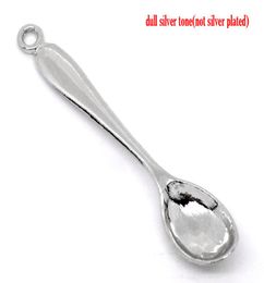 Fashion Jewellery Silver Tone Spoon Charms Pendants For Necklace Gift Diy 55x11mm 100pcslot4554130