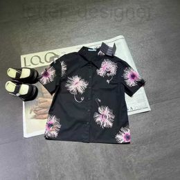 Women's Blouses & Shirts designer 2024 Summer New Casual, Fashionable, Personalized, Sweet, Cool, Contrast Color Positioning Flower Printed Shirt for Women