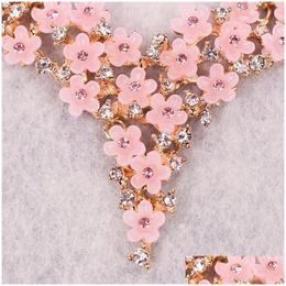 Earrings Necklace Cute Pink Resin Flower Boho Sets Fashion Rhinestone Bohemia Style Bridal Jewellery Set Gifts For Women Drop Delivery Dhy3Q