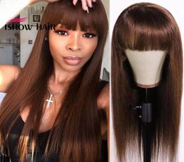 ishow brazilian 4 27 straight human hair wigs with bangs 27 30 99j orange ginger 350 peruvian none lace wigs indian hair malaysian7330331