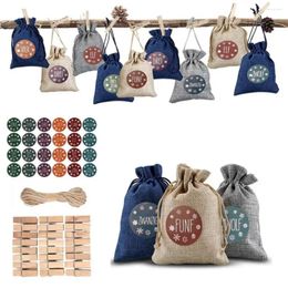 Shopping Bags Linen Drawstring Bag For Christmas Exquisite Craft With Large Capacity Theme Gift