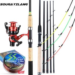 Combo Sougayilang Carp Fishing Rod and Reel Combo 3M Spinning Feeder Fishing Rod with 3 Tips and Carp Fishing Reel Fishing Line Set