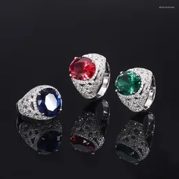 Cluster Rings S925 Full Body Silver Tiktok Women's Colour Treasure Tanzanian Blue Pigeon Blood Red Diamond Ring