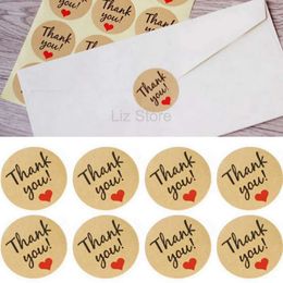 You Kraft Paper Wholesale 3.5Cm Thank Sticker Round Ing Bottle Card Tags Crafts Wedding Decoration DIY Party Supplies Adhesive Tag Th0473