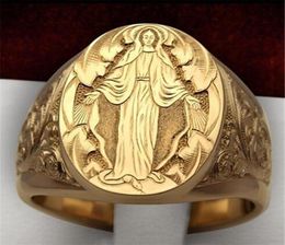 Retro Virgin Mary Ring For Women European And American Elegant Female Gold Gifts Friends Cluster Rings8316416