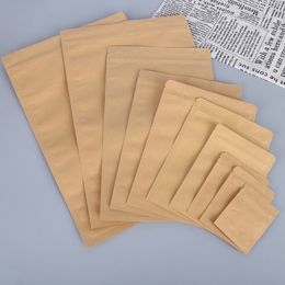 3 Side Seal Metallized Kraft Paper Reclosable Packaging Bags Aluminum Foil Lined Flat Heat Sealable Food Packing Pouches Smell Proof Mylar Bag