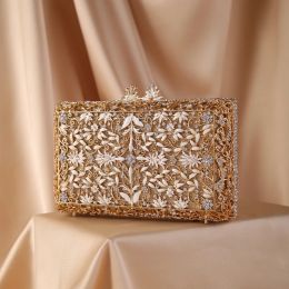 Wallets Xiyuan Women 2022 Diamond Drip Floral Evening Bags Clutches for Party Wedding Rhinestones Evening Bag Clutch Purse Wallet Gold