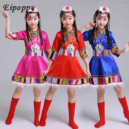 Stage Wear Ethnic Children Tibetan Performance Costume Girls Mongolian Dance Performances Costumes