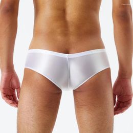 Underpants Male Panties Anti-pilling Men Solid Colour Silky Ultra Thin Elastic Clothing