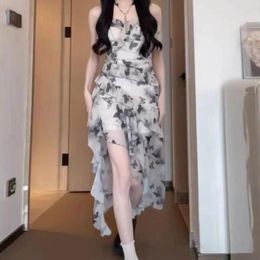 Casual Dresses Korean Fashion Elegant Long Dress Women Harajuku Black Fairycore Midi Indie Aesthetic Summer Clothes Outfits