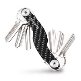 Wallets NewBring Carbon Fiber Key Organizer Car Key Holder Chain Smart Key Wallets Ring