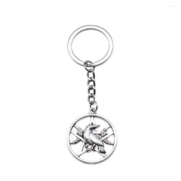 Keychains 1pcs Crow Charms Keychain Accessories Women For Jewellery Making Cute Ring Size 28mm