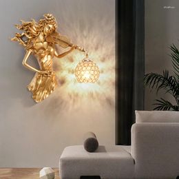 Wall Lamp Creative Retro LED European Style Bar Restaurant Cafe Decorative Antique Light Indoor Lighting Aisle Sconce