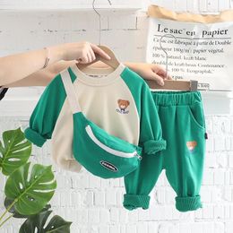 Clothing Sets Infant Boy Casual Clothes Suits Spring Autumn Kids Fashion Tracksuit Toddler Cartoon Sweatshirt With Bag Pants Baby