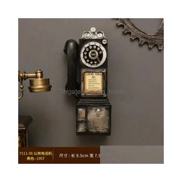 Decorative Objects Figurines Creativity Vintage Telephone Model Wall Hanging Ornaments Retro Furniture Crafts Gift For Bar Home De Dhcfe