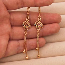 Dangle Earrings Drop Red Green Cubic Zirconia Copper Earring For Women Fashion Jewellery Accessories Wedding Anniversary Gift