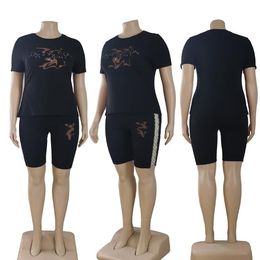 Fashion designer Women's Plus Size Tracksuits T-shirt pants 2 Piece Set Luxury Casual sports Suit QB6208