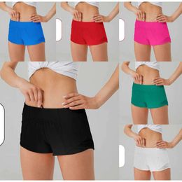 LU Women Sport Shorts Casual Fitness Hotty Hot Pants for Woman Girl Workout Gym Running Sportswear with Zipper Pocket Quick Drying Mesh High Quality