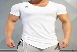 Summer Bodybuilding and Fitness Mens Short Sleeve Tshirt GymS Fashion Trend Men Muscle Tights Gasp T Shirt Plus Size MXXL Men09646355