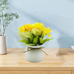 Decorative Flowers Faux Bonsai Decor Elegant Artificial Potted For Home Office Realistic Floral Plants Room Bedroom Wedding