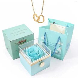 Pendant Necklaces Rotating Rose Box-Personalized Name Engraved Heart Necklace Accept Drop With