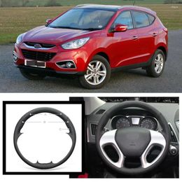 Steering Wheel Covers DIY Customizable Hand-stitched Black Leather Car Cover For Ix35 Tucson