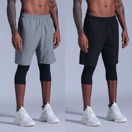 2 in 1 Compression Pants Mens basketball shorts Leggings sport Running Shorts High Elastic Dry Fit Training Tights Jogging 240416